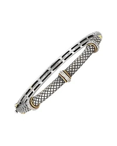 Andrea Candela Linea 18k & Silver 0.18 Ct. Tw. Diamond Station Bangle Bracelet In Metallic