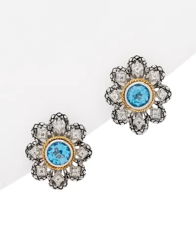 Andrea Candela Lucero 18k & Silver 2.00 Cttw. Gemstone Flower Earrings In Metallic