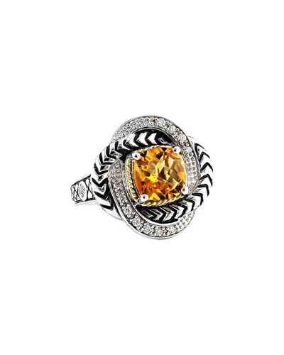 Andrea Candela Mini Alhambra 18k & Silver 2.00 Ct. Tw. Diamond & Citrine Ring In Yellow