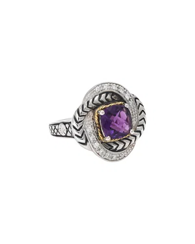 Andrea Candela Mini Alhambra 18k & Silver 2.25 Ct. Tw. Diamond & Amethyst Ring In Metallic