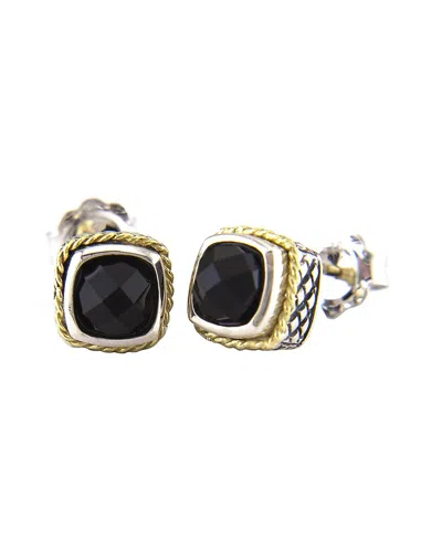 Andrea Candela Mini Alhambra 18k Over Silver Diamond & Onyx Earrings In Black