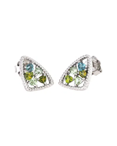 Andrea Candela Mosaico Silver 1.00 Ct. Tw. Green Tourmaline Earrings In Multi