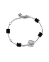 Andrea Candela Onix Ola Silver 0.03 Ct. Tw. Diamond & Onyx Bracelet