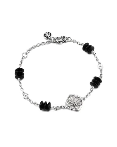 Andrea Candela Andréa Candela Onix Ola Silver 0.03 Ct. Tw. Diamond & Onyx Bracelet In Black