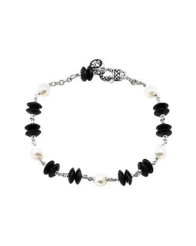 Andrea Candela Andréa Candela Onix Ola Silver Onyx & 6-6.5mm Pearl Bracelet In Black