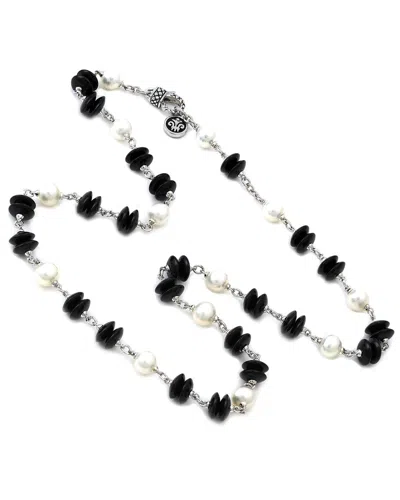 Andrea Candela Andréa Candela Onix Ola Silver Onyx & 6-6.5mm Pearl Necklace In Black