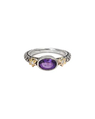 Andrea Candela Pavo Real 18k & Silver 0.03 Ct. Tw. Diamond & Amethyst Ring In White