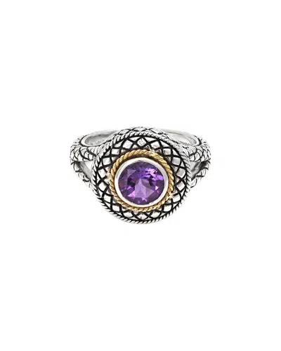 Andrea Candela Pavo Real 18k & Silver Ct. Tw. Amethyst Ring In Purple