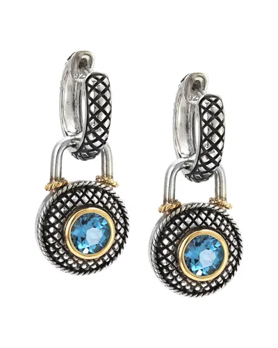Andrea Candela Pavo Real 18k & Silver Ct. Tw. Blue Topaz Earrings In Metallic