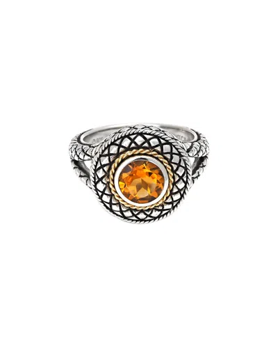 Andrea Candela Pavo Real 18k & Silver Ct. Tw. Citrine Ring In Metallic