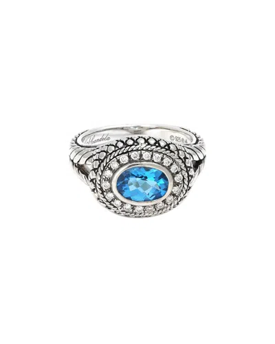 Andrea Candela Pavo Real Silver 0.18 Ct. Tw. Diamond & Blue Topaz Ring In White