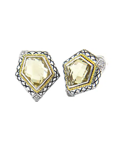 Andrea Candela Rocas 18k & Silver 9.07 Ct. Tw. Diamond & Cognac Quartz Earrings In Gold