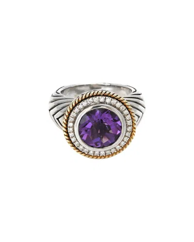 Andrea Candela Rodeo 18k & Silver 0.17 Ct. Tw. Diamond & Amethyst Ring In Purple