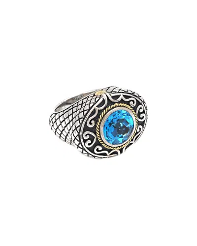 Andrea Candela Rodeo 18k & Silver 3.55 Ct. Tw. Blue Topaz Ring In Metallic