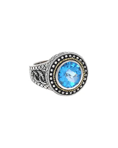 Andrea Candela Rodeo 18k & Silver 4.54 Ct. Tw. Blue Topaz Ring In Metallic