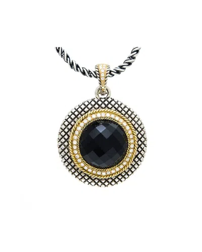 Andrea Candela Rodeo 18k Over Silver 0.42 Ct. Tw. Diamond & Onyx Necklace In Black