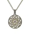 Andrea Candela Tesoro 18k & Silver 0.012 Ct. Tw. Diamond Large Round Flower Pattern Necklace