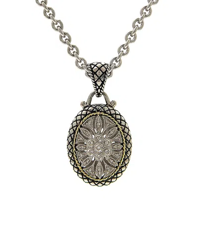 Andrea Candela Tesoro 18k & Silver 0.27 Ct. Tw. Diamond Antique Oval Necklace In Metallic