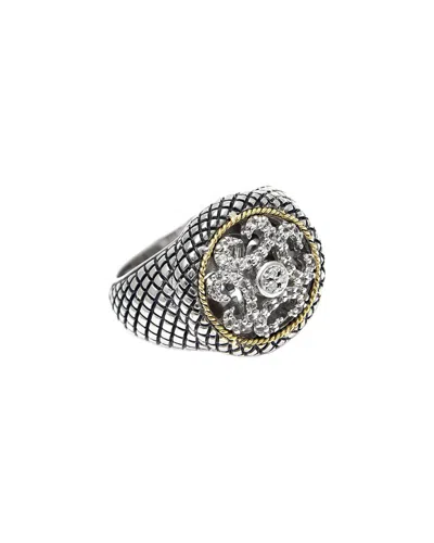 ANDREA CANDELA ANDREA CANDELA TESORO BLANCO 18K & SILVER 0.24 CT. TW. DIAMOND & WHITE TOPAZ RING