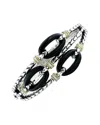 Andrea Candela Trebol 18k Over Silver Onyx Bangle Bracelet