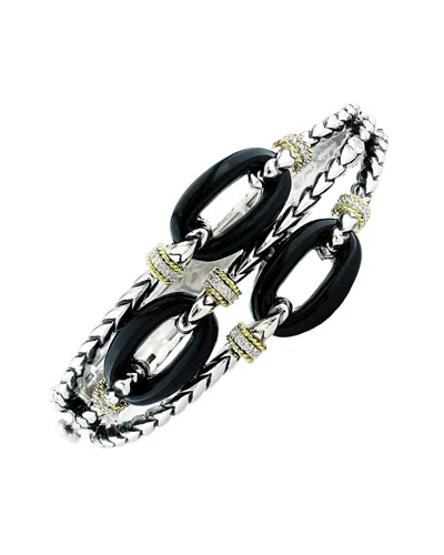ANDREA CANDELA ANDREA CANDELA TREBOL 18K & SILVER ONYX BANGLE