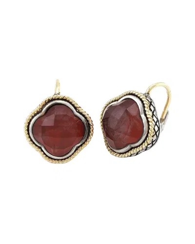 Andrea Candela Trebol 18k & Silver Red Agate Clover Earrings In Brown