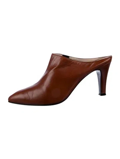 Pre-owned Andrea Carrano Leather Mules In Brown