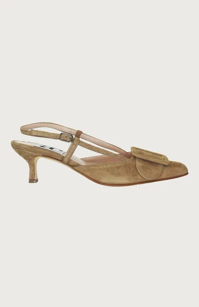 Andrea Carrano Shoes Mia Slingback Kitten Heel In Brown