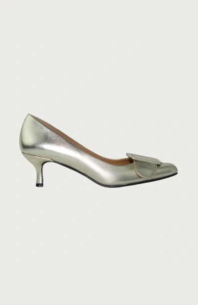 Andrea Carrano Shoes Milk Kitten Heel In Gold