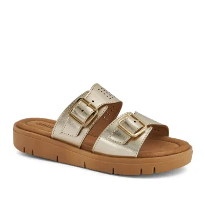 Andrea Comfort Footbed Double Buckle Sandals In Gold