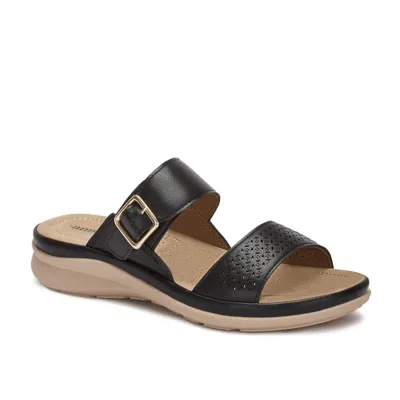Andrea Comfort Padded Footbed Sandals In Black