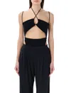 Andrea D'amico Black Ribbed Body-suit In Black