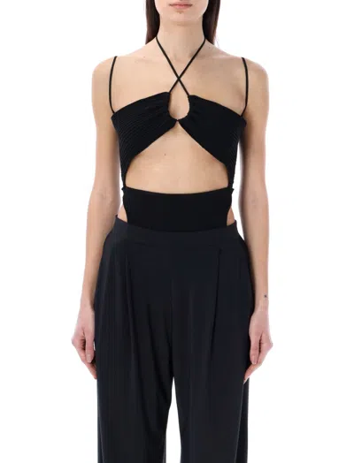 Andrea D'amico Black Ribbed Body-suit