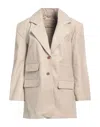 Andrea D'amico D'amico Woman Blazer Beige Size 8 Soft Leather In Beige