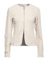 Andrea D'amico D'amico Woman Jacket Light Grey Size 8 Leather In Grey