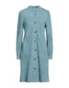 Andrea D'amico D'amico Woman Overcoat & Trench Coat Pastel Blue Size 8 Leather In Blue