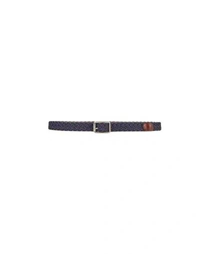 Andrea D'amico Man Belt Blue Size 36 Textile Fibers, Soft Leather In Brown