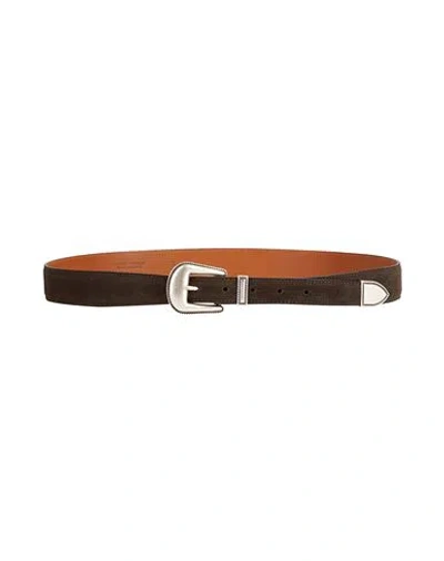 Andrea D'amico Man Belt Dark Brown Size 42 Leather, Metal In Black