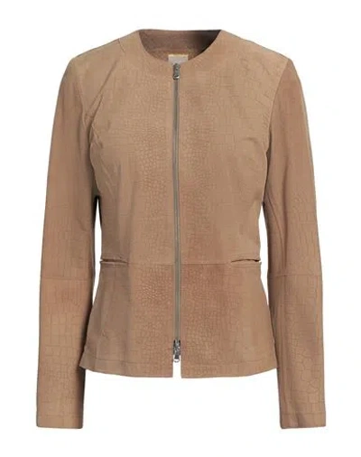 Andrea D'amico D'amico Woman Jacket Khaki Size 6 Leather In Beige