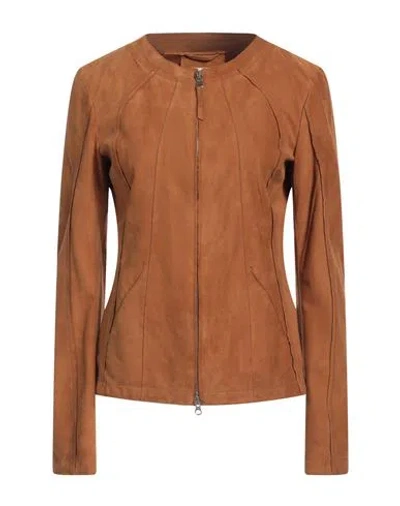 Andrea D'amico D'amico Woman Jacket Tan Size 6 Leather In Brown