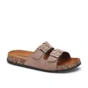 Andrea Double Buckle Strap Sandals In Beige