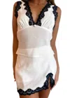 Andrea Estefania Lace Trim Moon Skort In White In White