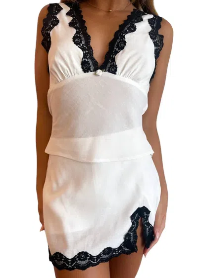 Andrea Estefania Lace Trim Moon Skort In White