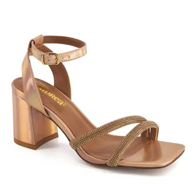 Andrea Exclusive High Heels Sandals With Rhinestones Straps In Gold
