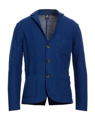 Andrea Fenzi Man Blazer Bright Blue Size 40 Linen, Cotton