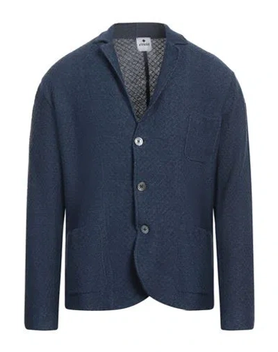 Andrea Fenzi Man Blazer Navy Size 38 Linen, Cotton In Blue