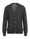 Andrea Fenzi Man Cardigan Charcoal Size 46 Wool In Gray
