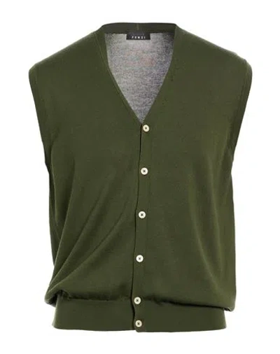 Andrea Fenzi Man Cardigan Military Green Size 40 Cotton