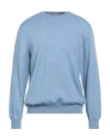 Andrea Fenzi Man Sweater Azure Size 46 Merino Wool In Blue