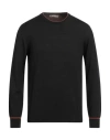 Andrea Fenzi Man Sweater Black Size 42 Merino Wool In Black